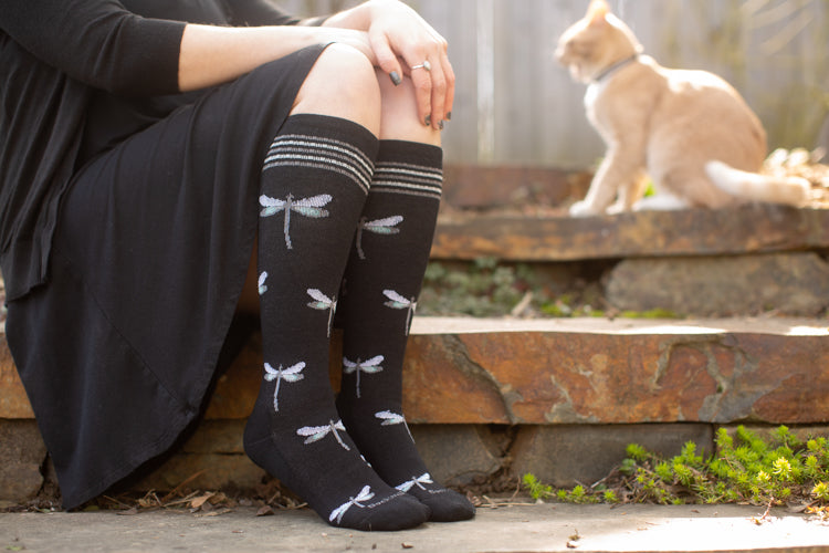 Dragonfly Compression Knee High - Black