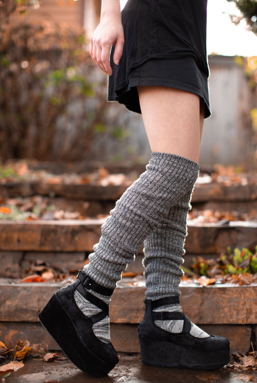 Space Dyed Scrunchy Socks - Black Heather