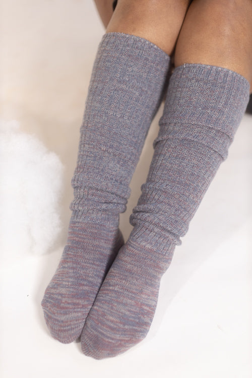 Space Dyed Scrunchy Socks - Dusty Purple/Rose