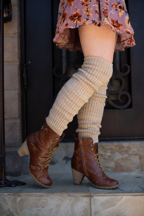 Space Dyed Scrunchy Socks - Beige