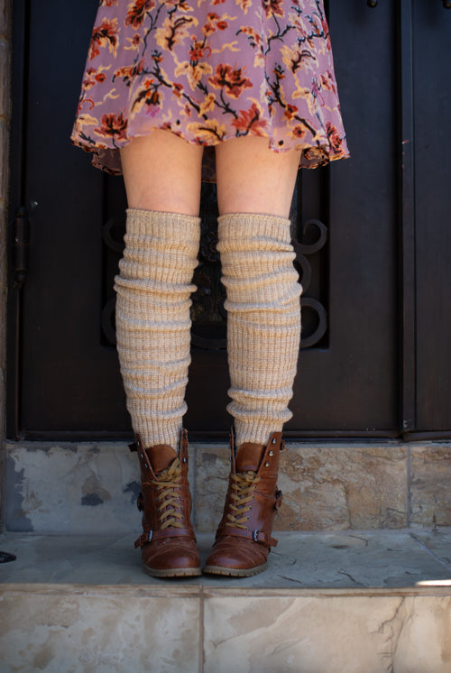 Space Dyed Scrunchy Socks - Beige