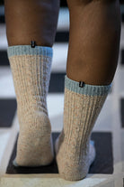 Cable Confetti Toe Socks - Beige/Dusty Light Blue