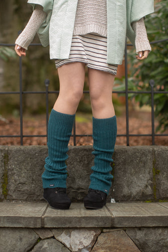 Lux Ribbed Leg Warmers - Teal