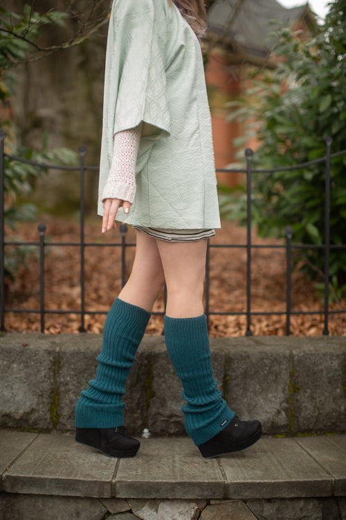 Lux Ribbed Leg Warmers - Teal