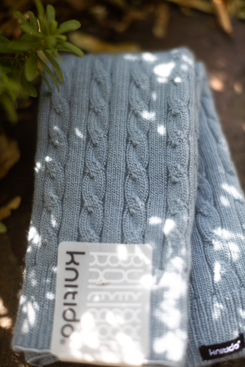 Cable Leg Warmers - Steel Blue