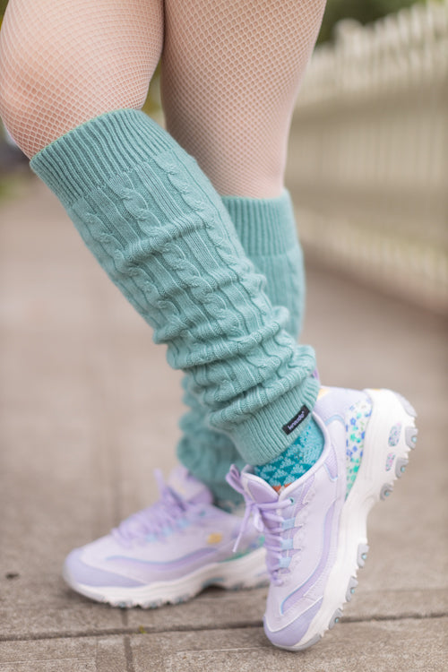 Cable Leg Warmers - Dusty Mint