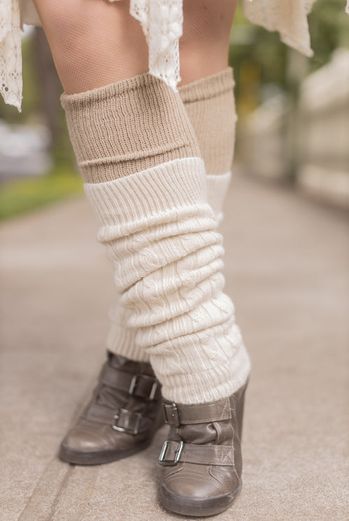 Cable Leg Warmers - Ivory