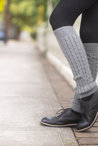 Cable Leg Warmers - Middle Grey