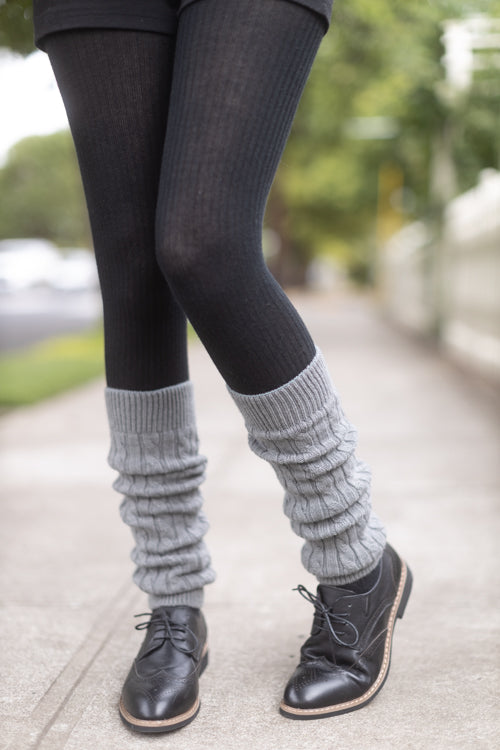 Cable Leg Warmers - Middle Grey