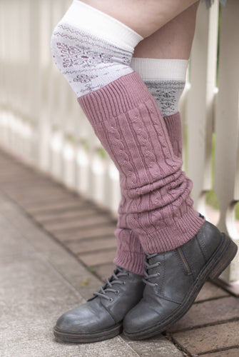 Cable Leg Warmers - Rose