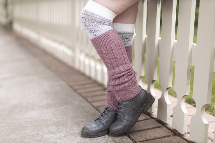 Cable Leg Warmers - Rose