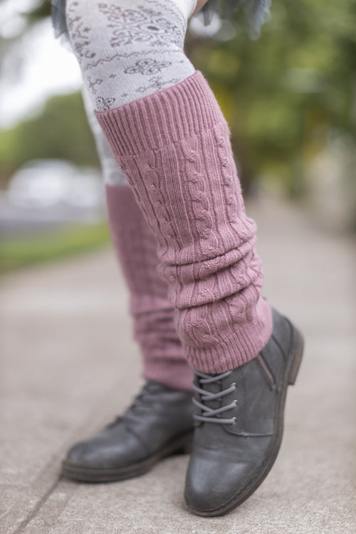 Cable Leg Warmers - Rose