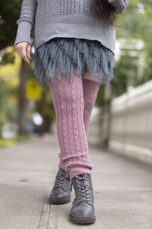 Cable Leg Warmers - Rose