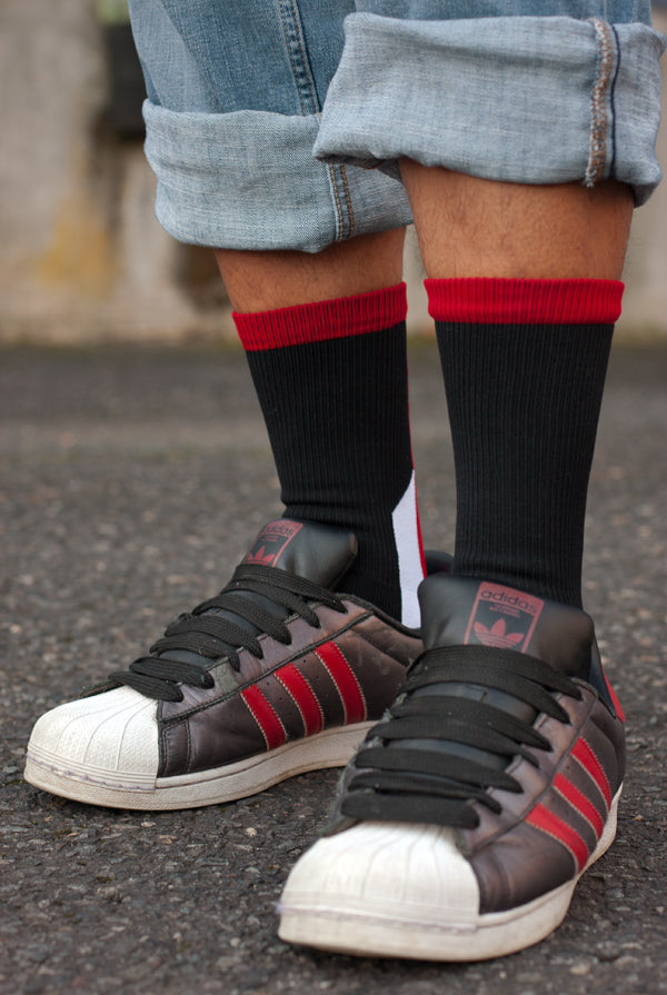 Team Spirit Socks - Black & Red - Lg