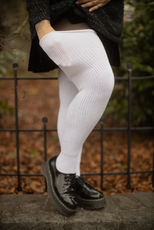 Thunda Thighs Solid Thigh Highs - White