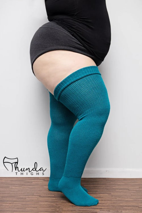 Thunda Thighs Solid Thigh Highs - Teal