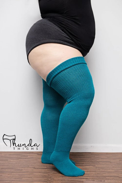 Thunda Thighs Solid Thigh Highs - Teal