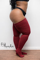 Thunda Thighs Solid Thigh Highs - Burgundy