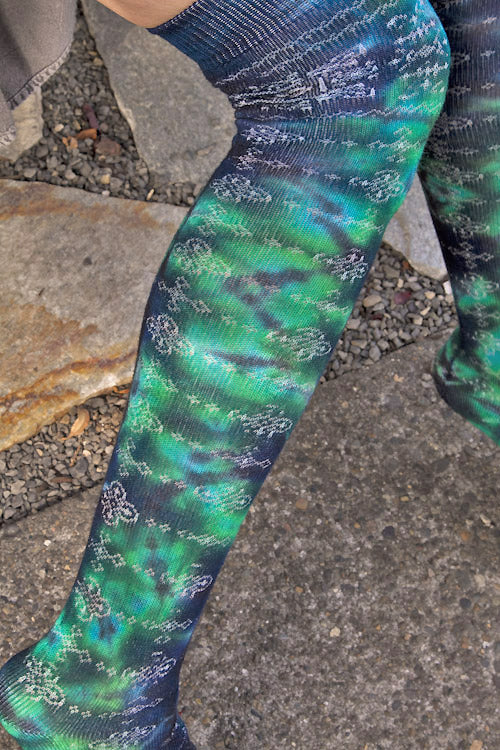 Tie Dye Bamboo OTK - Blue/Teal/Black Crinkle