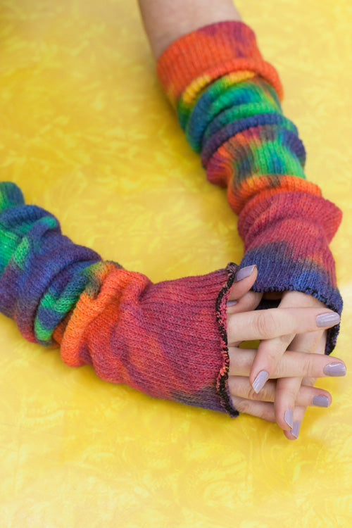 Tie Dye Shorty Scrunchable Warmers - Classic Vertical Spiral