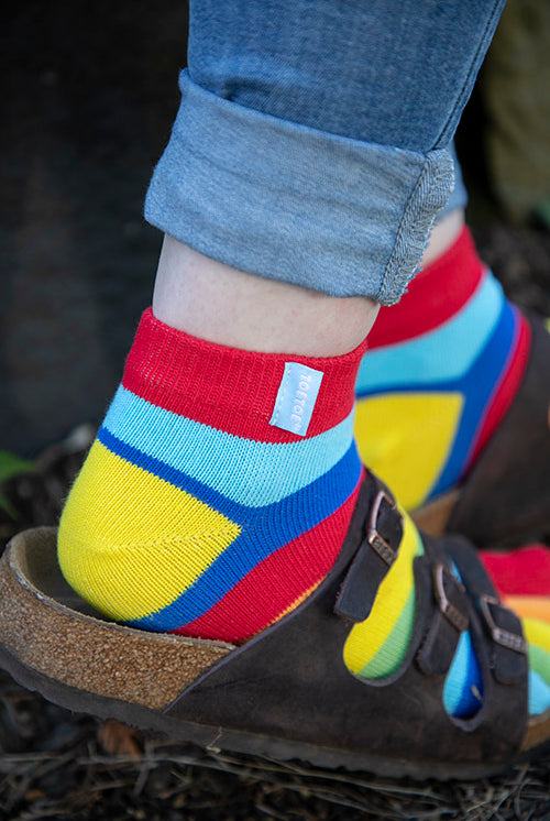 Rainbow Striped Anklet Toe Socks