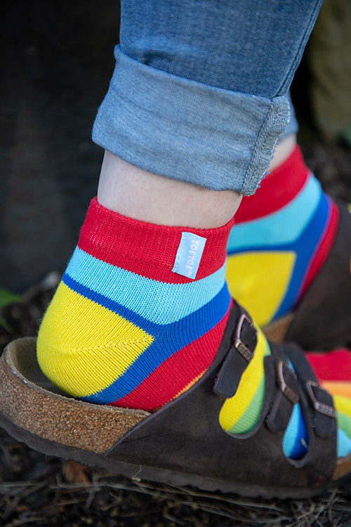 Rainbow Striped Anklet Toe Socks