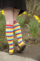 Rainbow Stripe Knee High Toe Socks