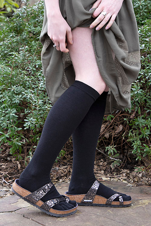 Solid Knee High Toe Socks