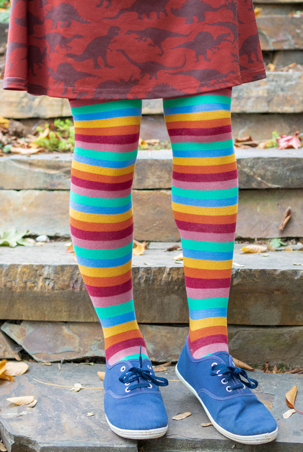 Striped Over the Knee Toe Socks - Meadow