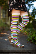 Striped Over the Knee Toe Socks - Twilight