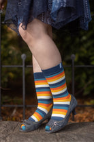 Stripy Crew Toe Socks - Sunset