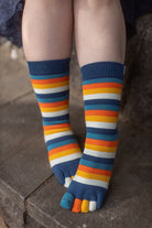 Stripy Crew Toe Socks - Sunset