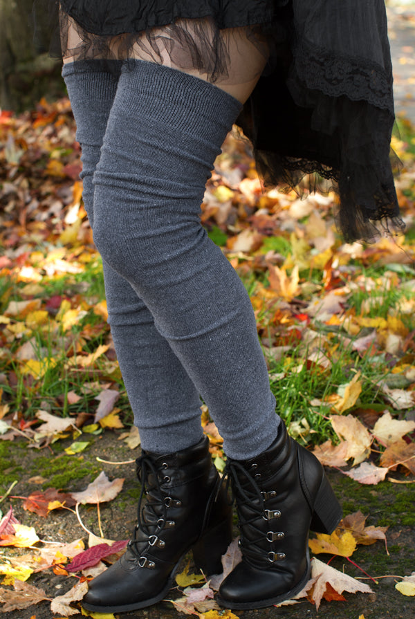 Longer Extraordinary Thigh High Socks in Steel Blue
