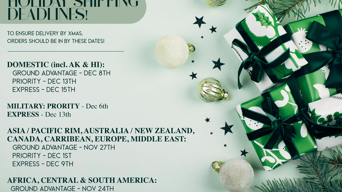 Holiday Shipping Deadlines 2023!
