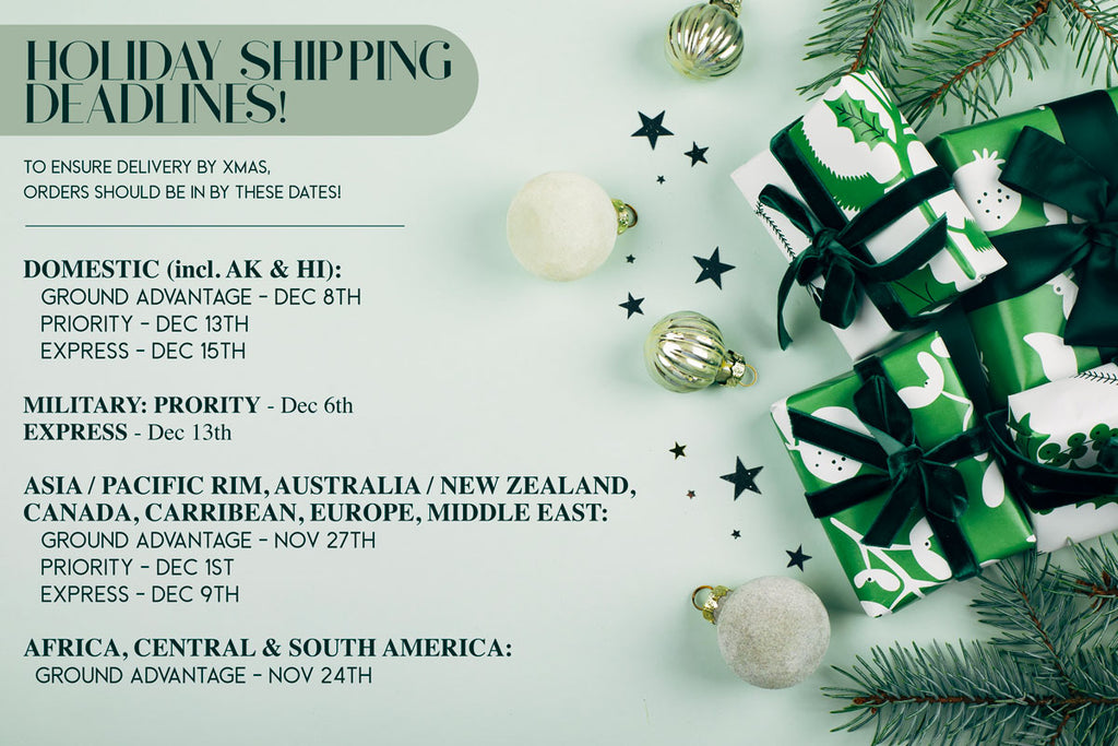 Holiday Shipping Deadlines 2023!