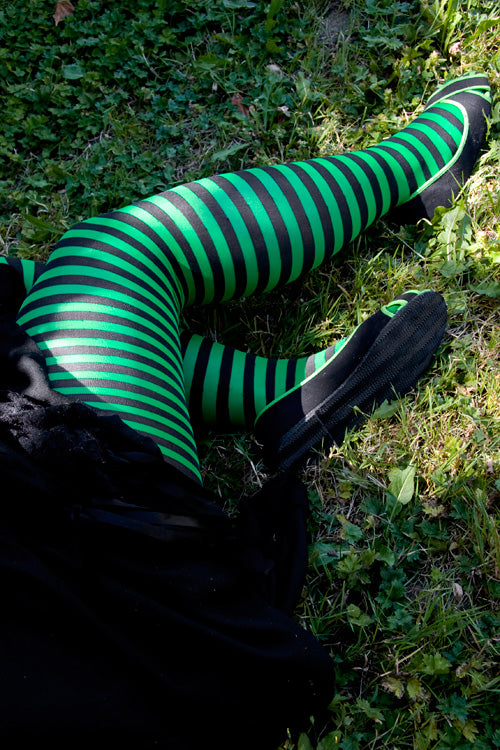 Striped Tights - Black & Kelly
