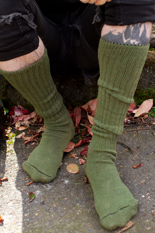 Cotton Slouch Socks - olive