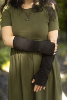 Bamboo Fleece Textured Arm Warmers - Black