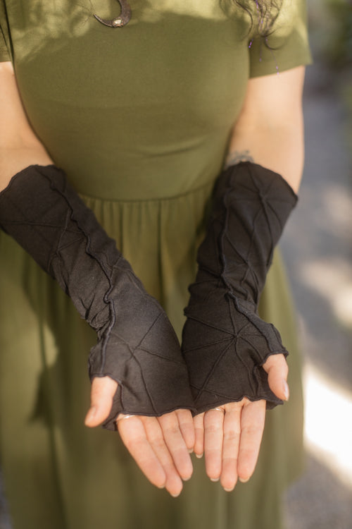 Bamboo Fleece Textured Arm Warmers - Black