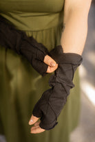 Bamboo Fleece Textured Arm Warmers - Black