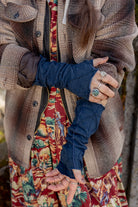 Bamboo Fleece Textured Arm Warmers - Navy