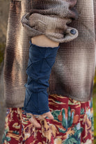 Bamboo Fleece Textured Arm Warmers - Navy