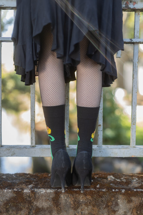 Botanical Nouveau Crew Socks - Daffodil