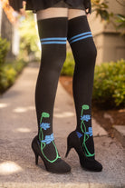 Botanical Nouveau Thigh High Socks - Blue Lotus