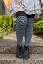 Boardwalk Extraordinary Thigh High - Black & Light Blue