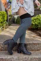 Boardwalk Extraordinary Thigh High - Black & Light Blue