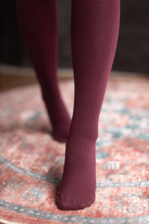 Cozy Acrylic Extraordinary Thigh High - Burgundy