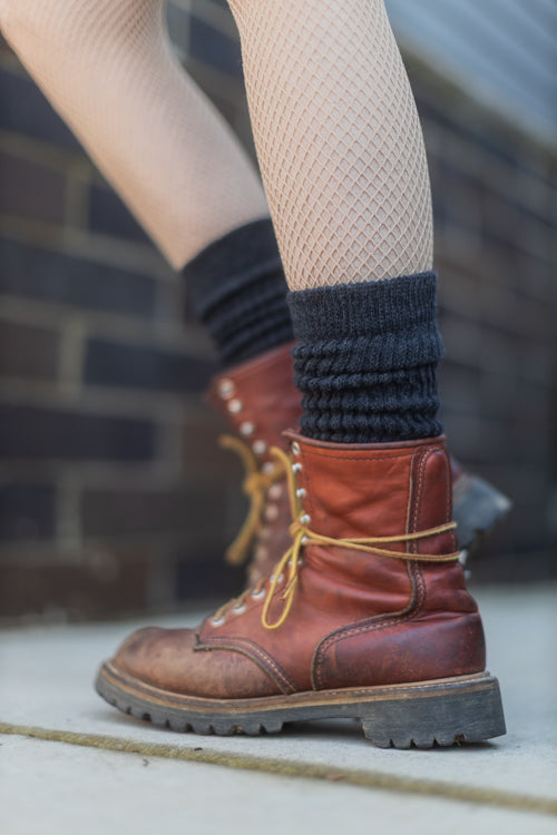 Cozy Cotton Bootsocks - Dark Charcoal