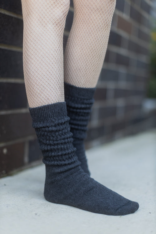  Cozy Cotton Bootsocks - Dark Charcoal