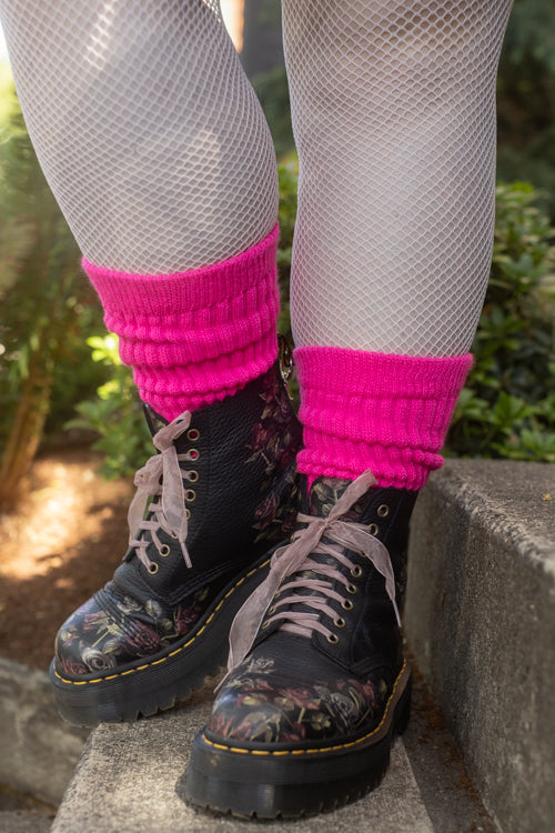 Cozy Slouch Socks - Neon Pink